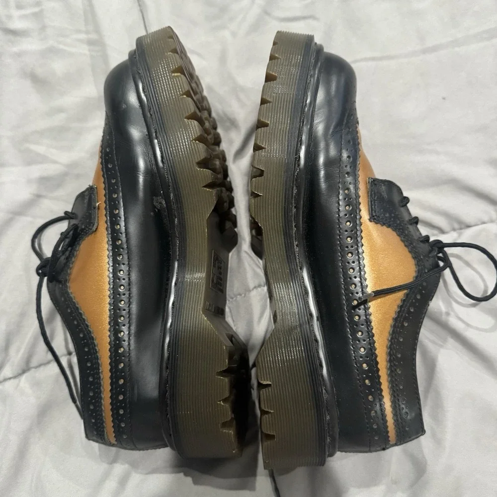 Vintage 90's Dr. Martens Bex 3989 Black Gold Wingtip Brogue Oxfords Y2K Size 5